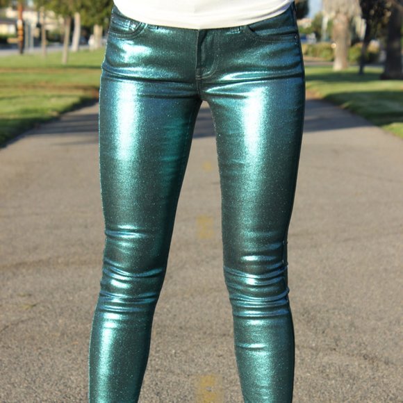 7 For All Mankind metallic satin jeans in size 25 - Picture 13 of 16